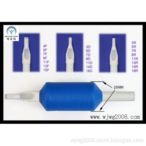 Disposable 1" (25mm) Blue Round Rubber Grips with White Tip